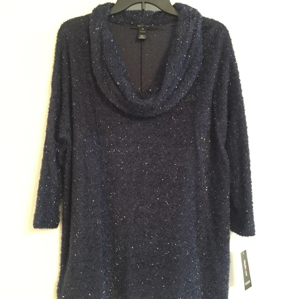 Style&co Navy Sparkle Sweater in Women